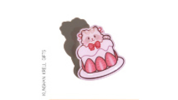 Cute Strawberry Cake Cat Epoxy Metal Badge Customization1