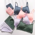 Women Active Bra And Panties Set Seamless Underwear Set Female Backless Wireless Female Cropped Bralette Top Sexy Lingerie Set