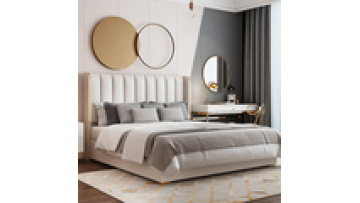 Hot Sale Modern Leather Bed Queen and King Size Trundle Beds with Fabric Soft Storage Wooden Frame with Steel for Bedroom1