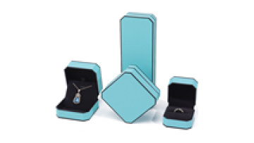 Han Hong Velvet inside wholesale high-end luxury custom logo leather jewelry box packaging necklace earrings Cyan jewelry box1