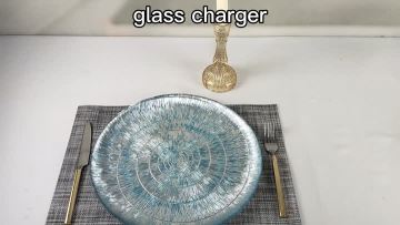 Decorative Blue Silver Glass Fruit Dinner Plates