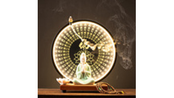 Lucky Home LED Light Decoration South China Sea Avalokitesvara Ceramic Incense Burner with Waterfall Backflow Effect1