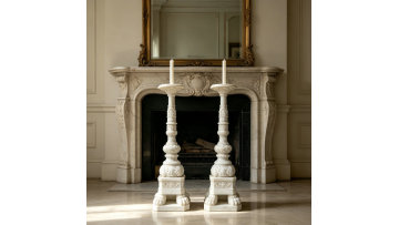 white-marble-ornate-candlesticks-classic-fireplace-decor