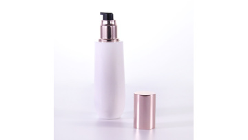 Opal white glass bottles with rose gold caps 