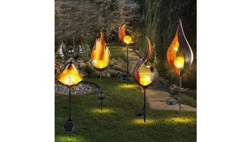 LED Solar Landscape Light Iron Craft Outdoor Moon Sun Flame light Projection Lawn Garden Spike  Light1