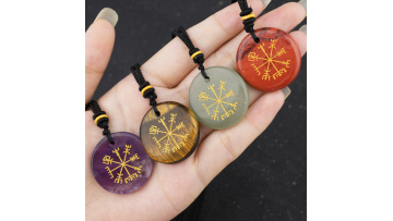 30MM Circular Disc Mat Pendant Necklace Adjustable Rope  Pattern-AIM's Cube  SN1964S