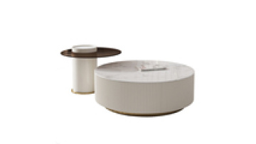 Living room furniture 2 pcs set paint with drawers white marble top center table modern round coffee table1