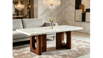 BR-CT-6104 Elegant Modern Rectangular Coffee Table with Sleek Marble Top for Contemporary Living Rooms