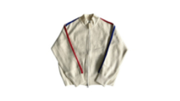 Streetwear Beige Color Windbreaker Contrast Stripe Men Custom Plus Size Winter Fleece Jacket1