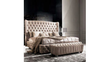 Hotel home bedroom furniture modern Italian luxury king size bed fabric full size solid wood bed frame bedroom set1