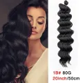 Alileader 20Inches Dark Black Synthetic Crochet Braids Hair Bundles Ocean Wave Ombre Blone 80G/Pack Bulk Fiber Hair Extension