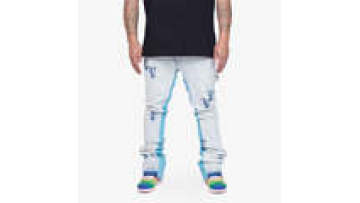 Manufacturer Custom Logo Plus Size Joint Pants Jeans For Men Streetwear Stacked Jeans Men1