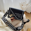 Fashion Frosted Letter Single Shoulder Bag Multifunctional Durable Plug Lock Rivet Handbag With Strap For Women Girls