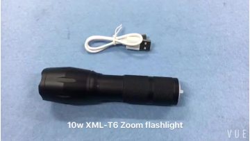 Camping emergency lamp 10W xml t6 LED zoom usb rechargeable high power flashlight with holster1