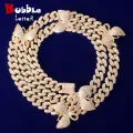 10mm Miami Cuban Link Necklace With Butterfly Women Jewelry AAAA Zircon Charm Men's Hip Hop Chain
