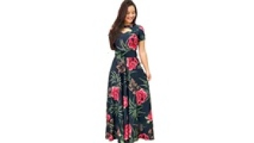 Modest Long Sleeve Flowy Chiffon Pleated Maxi Dress Woman Floral Poka Dot Dresses Women1