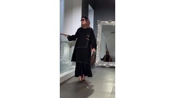 Pleated Hem Buckle Modest Abaya Dress (1)