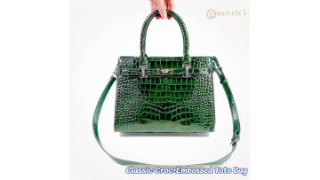 Crocodile-pattern embossed zipper handbag