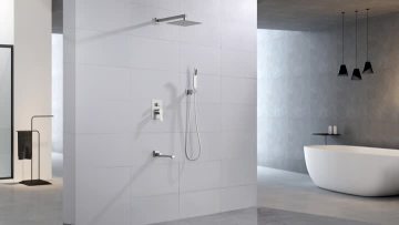 Brushed nickel shower system