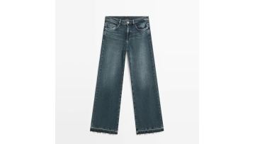 Women's casual cotton blend mid waist flared loose jeans