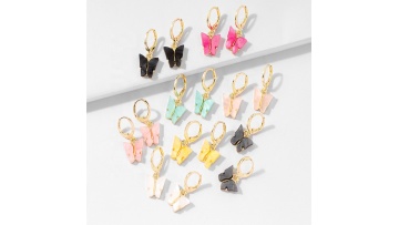 Wholesale mixed colors dangle acetate acrylic butterfly earrings for women1