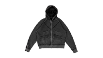Customized Men acid Washed Raglan Sleeves Patch Pocket Full Zipper Up French Terry Hoodies1