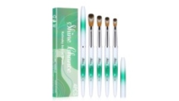 Green Metal Handle Acrylic Brush Set - New Arrivals 4PCS Nails Brush Kolinsky Size #04#08#12#161