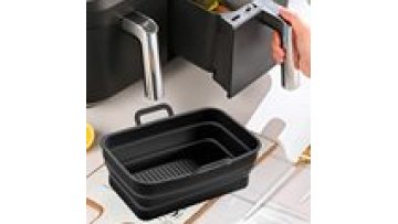 Food Safe Non Stick Silicone Collapsible Liners grey rectangular Air Fryer Basket for Air Fryer Oven1