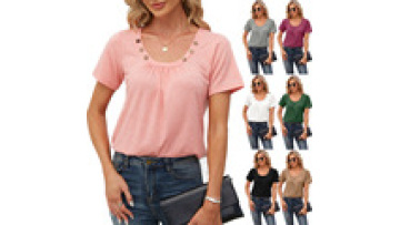 Wholesale Bulk Multicolor woman t shirt Casual Blouses and Shirts high-quality Short Button Sleeve Blouse For Women Lady Casual1