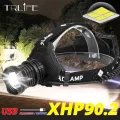 Powerful 8000LM XHP90.2 LED Headlamp USB Rechargeable Headlight Waterproof Zoomable Power Bank Fishing Light Using 18650 Battery
