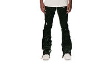 Custom logo Clothing Stacked Graphic Graffiti Denim Pant Jeans Distressed Tattered Flare Jeans1