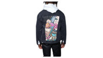 High Quality Fashion Cartoon Print Jeans Jacket Top Men Long Sleeve  Vintage Denim Coats Streetwear1