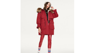 Solid Color Hoodie Parka Jacket