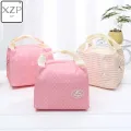 XZP Thermal Lunch Bags Fresh Pink Cherry Tote Lunch Bags Polyester Peach Skin Portable Butterfly Thermal Convenient Lunch Bags