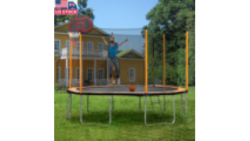 USA stock 12 feet Trampoline And Enclosure With Basketball Hoop Adult Children1