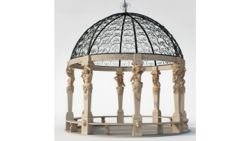 Elegant Marble Gazebo with Caryatid Columns for Sophisticated Outdoor Living