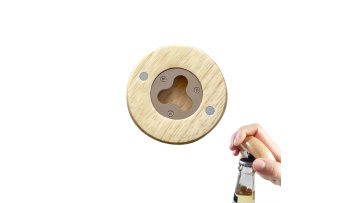 Wholesale Customizable Round Bree Bottle Opener With Magnetic Stainless Steel Wooden Bottle Opener Mini Gift1