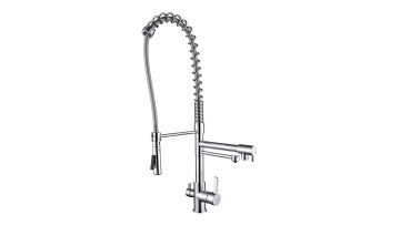 Multifunction Chrome Pull Down Kitchen Faucet with Double Spout1