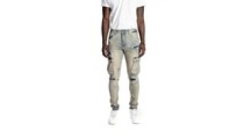 Latest Style Mid Waisted Cargo Pockets Washed Ripped Custom Long Straight Casual Skinny Jeans Men1