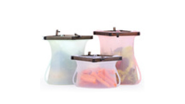 A Clear Bpa Free Silicone Reusable Sandwich Zip  Food Storage Bags 6 Pack Leakproof Freezer1