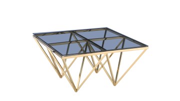 TL-AS14G Elegant Gold Coffee Table with Sleek Grey Glass Top for Modern Living Spaces