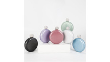 Hot Sale 5oz Circle Round Stainless Steel Flask Adorned with Rhinestones - Portable Travel Liquor Whiskey Flagon Mini Bottle1