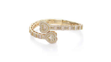 Silver and Gold Plated Heart Bangle Bracelet with CZ Stones1