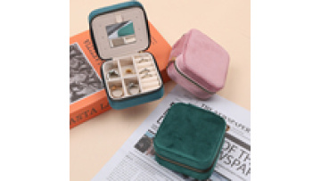 Custom Logo Portable Square jewellery zipper Box Velvet Earrings Necklace Pendant Jewelry Box Jewelry Storage Box with mirror1