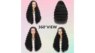 13X6 HD front lace wig, 30 inches  glue-free deep wave wig natural black.