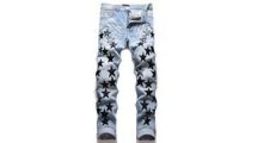 Custom High Quality Embroidered Logo Patches Men's Jeans Star Patches Jeans Men Custom Stacked Ripped Jeans1