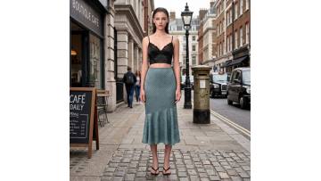 Green Polka Dot Midi Skirt
