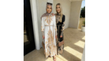 Lapel Dubai Ramadan Abaya Muslim Elegant Women Jalabiya Printed Turkish Islamic Maxi Fashion Dress with Long Shirt Sleeves Belt1