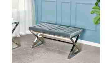 Velvet Bench+ Stool with Gold Stainless Steel Legs – Luxurious Seating & Modern Elegance