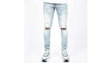 Splash Printed Custom Denim Distressed Pants Slim Mens Wholesale Men Pants Trousers Skinny Jeans1